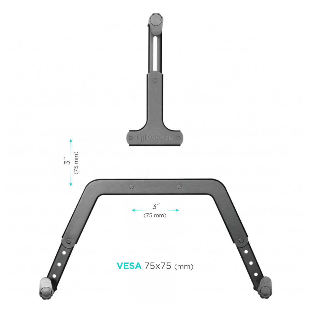 ONKRON VESA Mount Bracket Non-VESA Monitor Arm Mounting Kit for Screen 17” to 27- inch VESA 75x75 mm A2V Black - Onkron